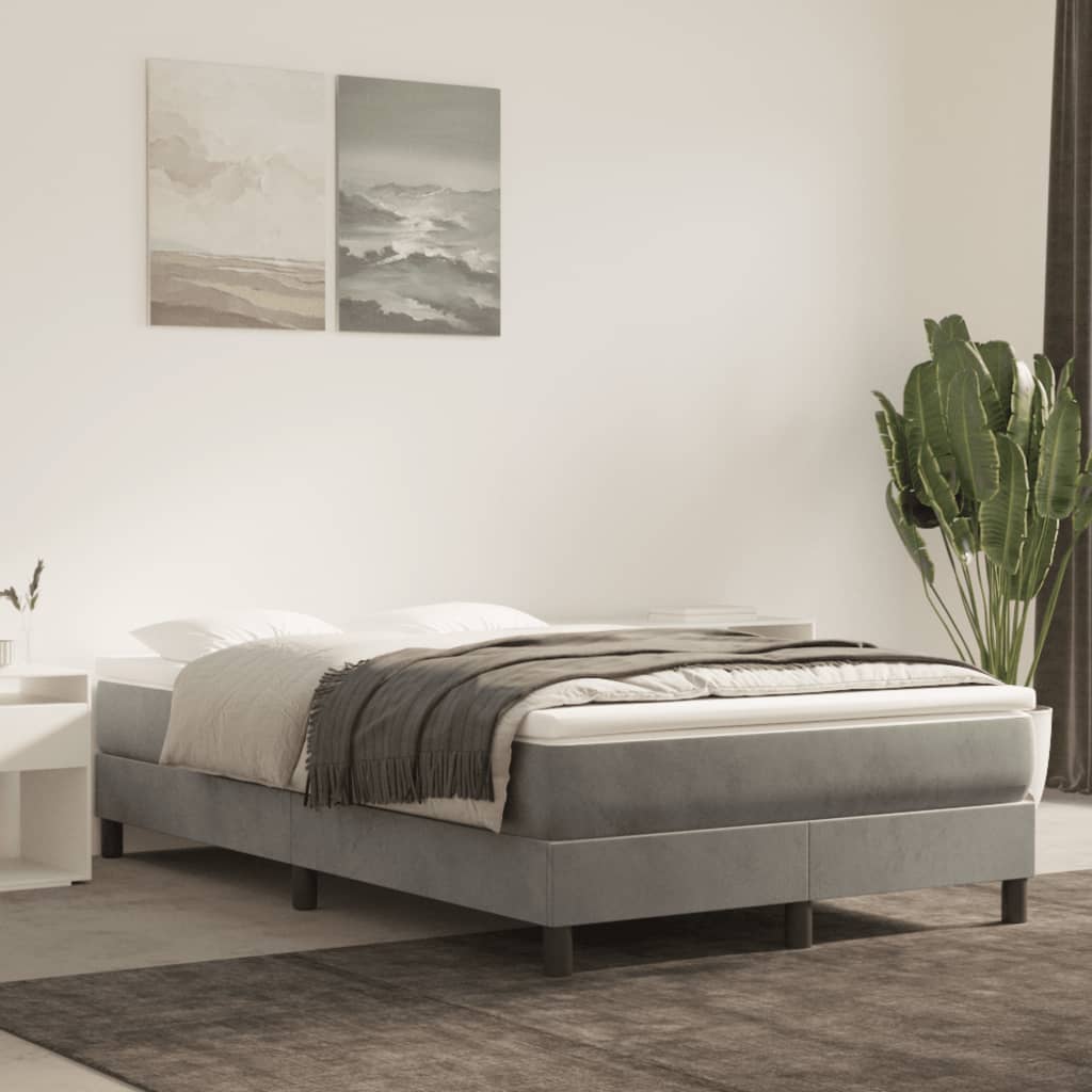 vidaXL Posteľný rám na boxspring bledosivý 120x200 cm zamat