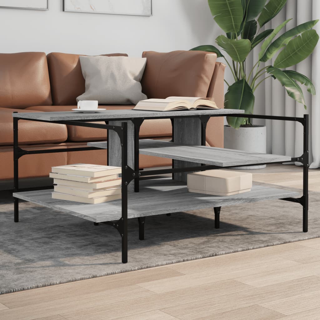 vidaXL Konferenčný stolík sivý sonoma 100x100x48,5 cm kompozitné drevo