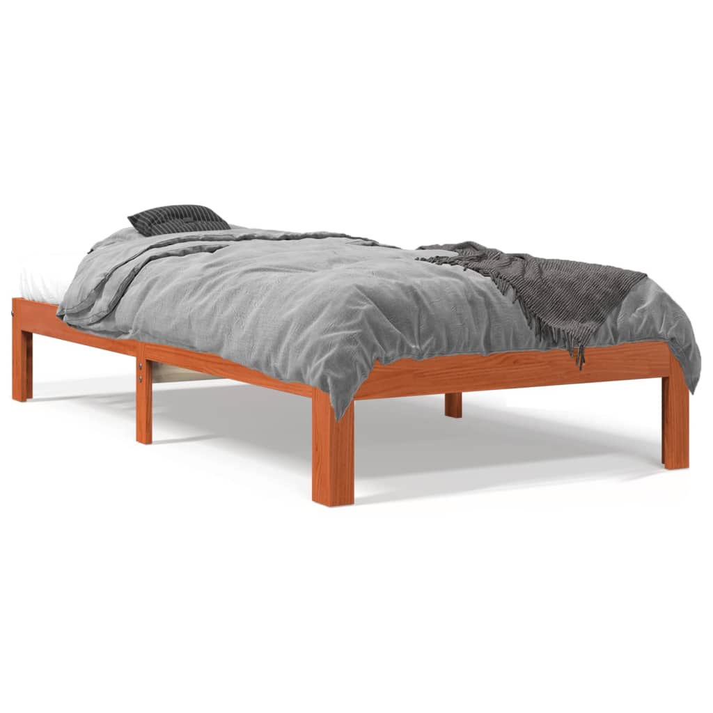 vidaXL Posteľný rám voskovo hnedý 100x200 cm masívna borovica