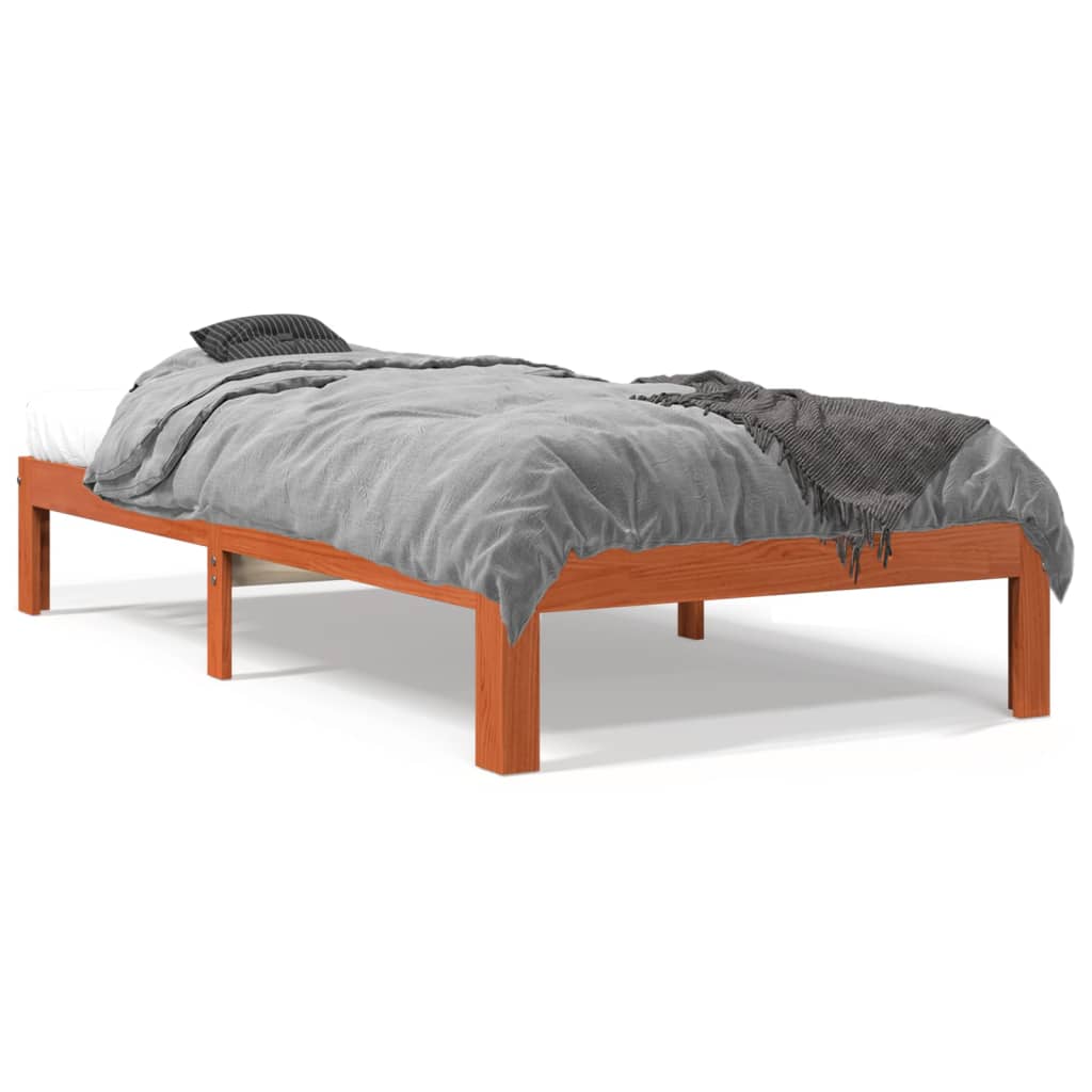 vidaXL Posteľný rám voskovo hnedý 90x200 cm masívna borovica