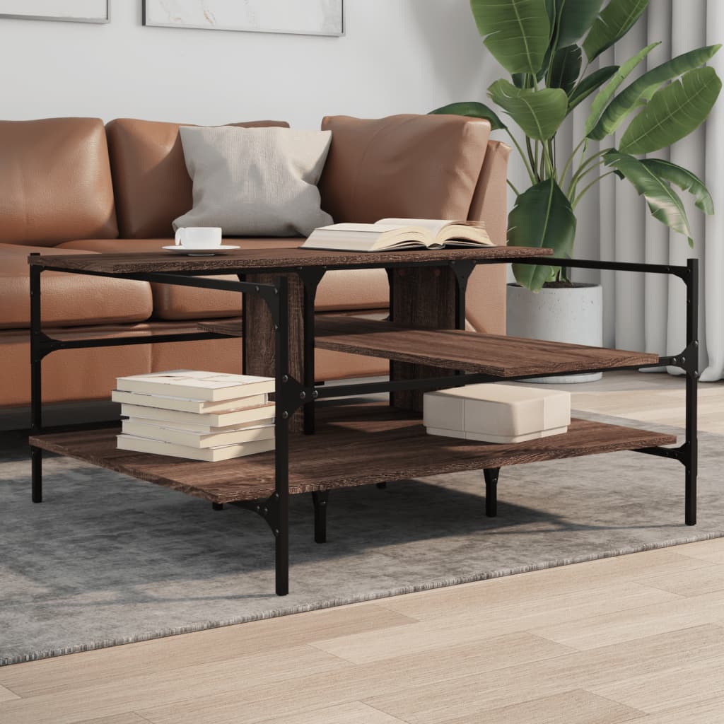 vidaXL Konferenčný stolík hnedý dub 100x100x48,5 cm spracované drevo