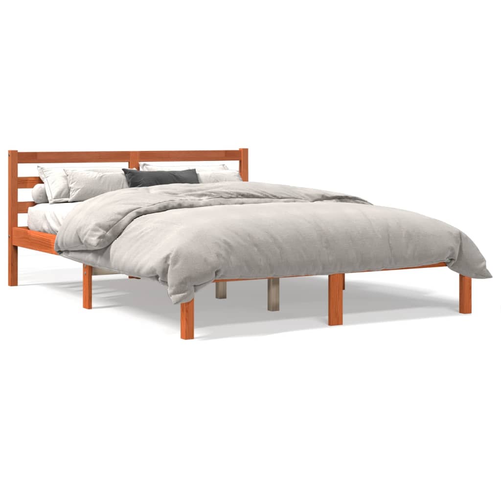 vidaXL Posteľný rám voskovo hnedý 135x190 cm masívna borovica