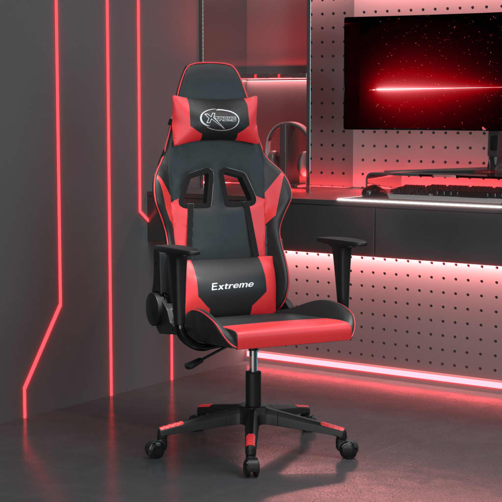 vidaXL Masážna herná stolička čierna a červená umelá koža
