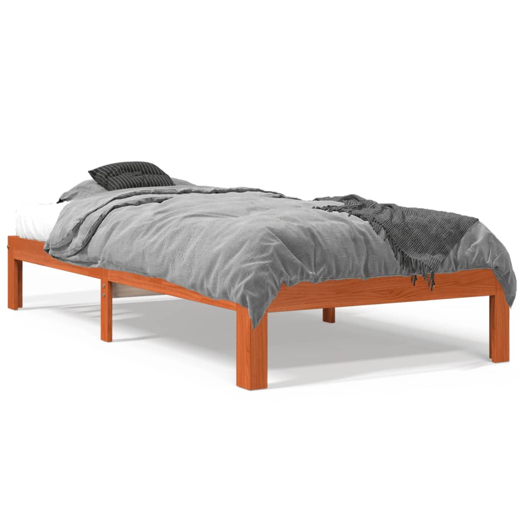 vidaXL Posteľný rám voskovo hnedý 75x190 cm masívna borovica