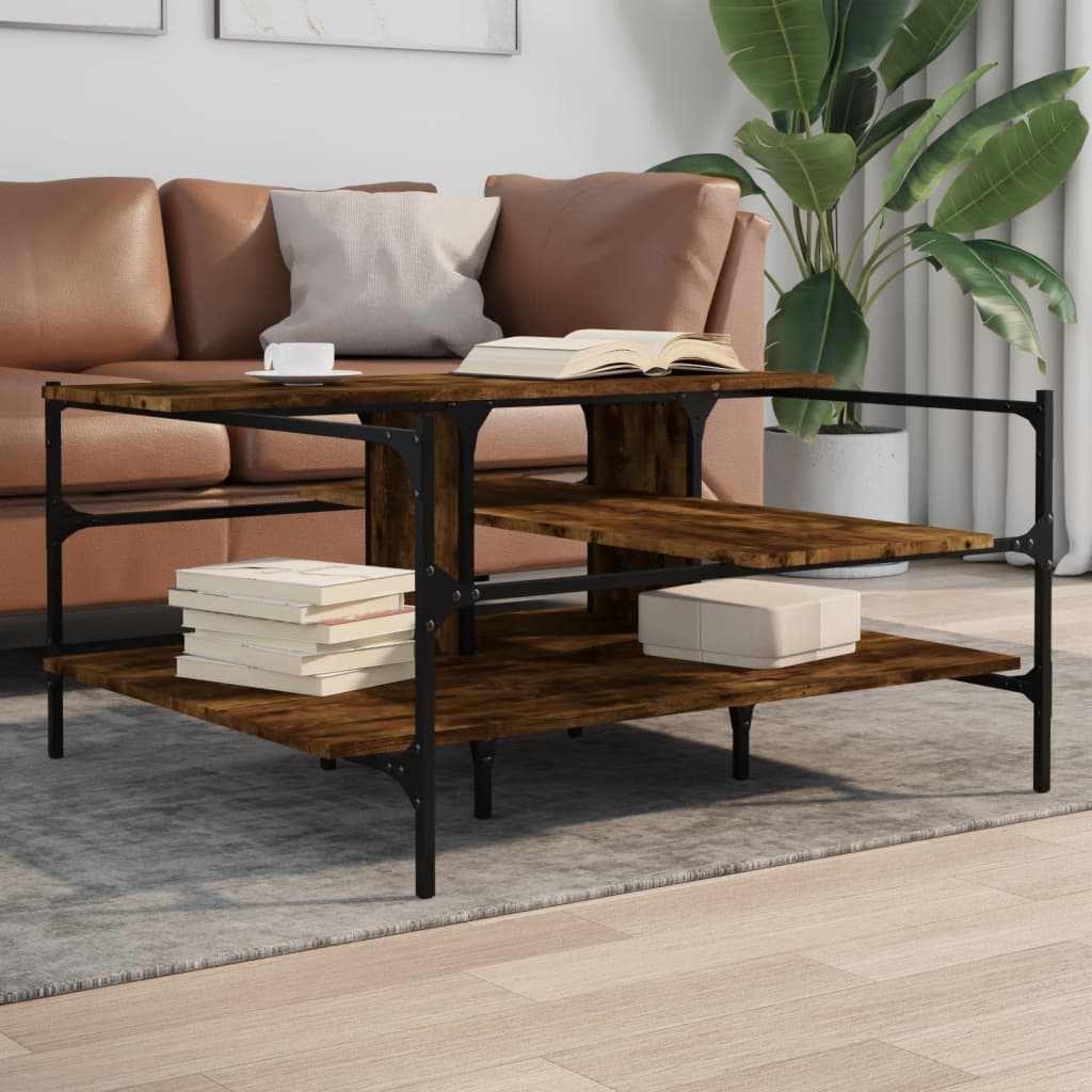 vidaXL Konferenčný stolík dymový dub 100x100x48,5 cm spracované drevo