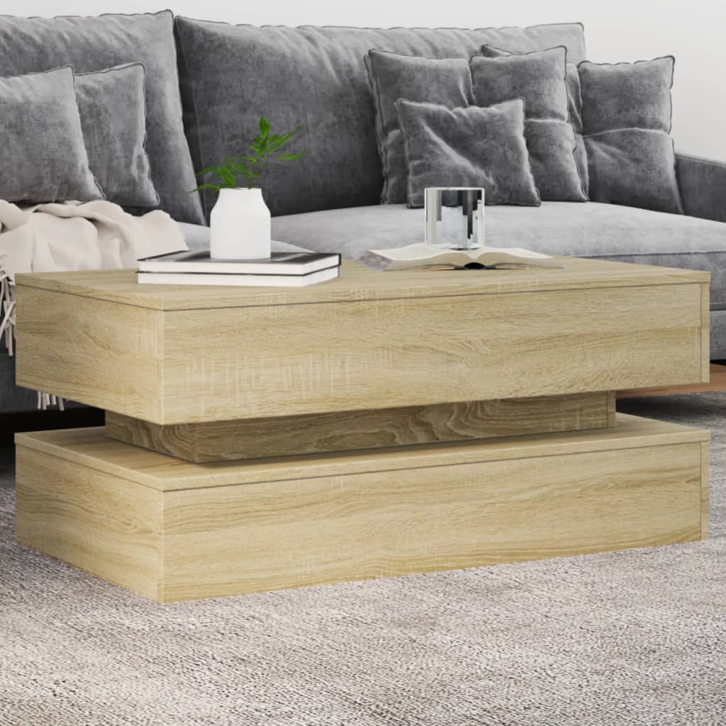 vidaXL Konferenčný stolík s LED osvetlením dub sonoma 90x50x40 cm