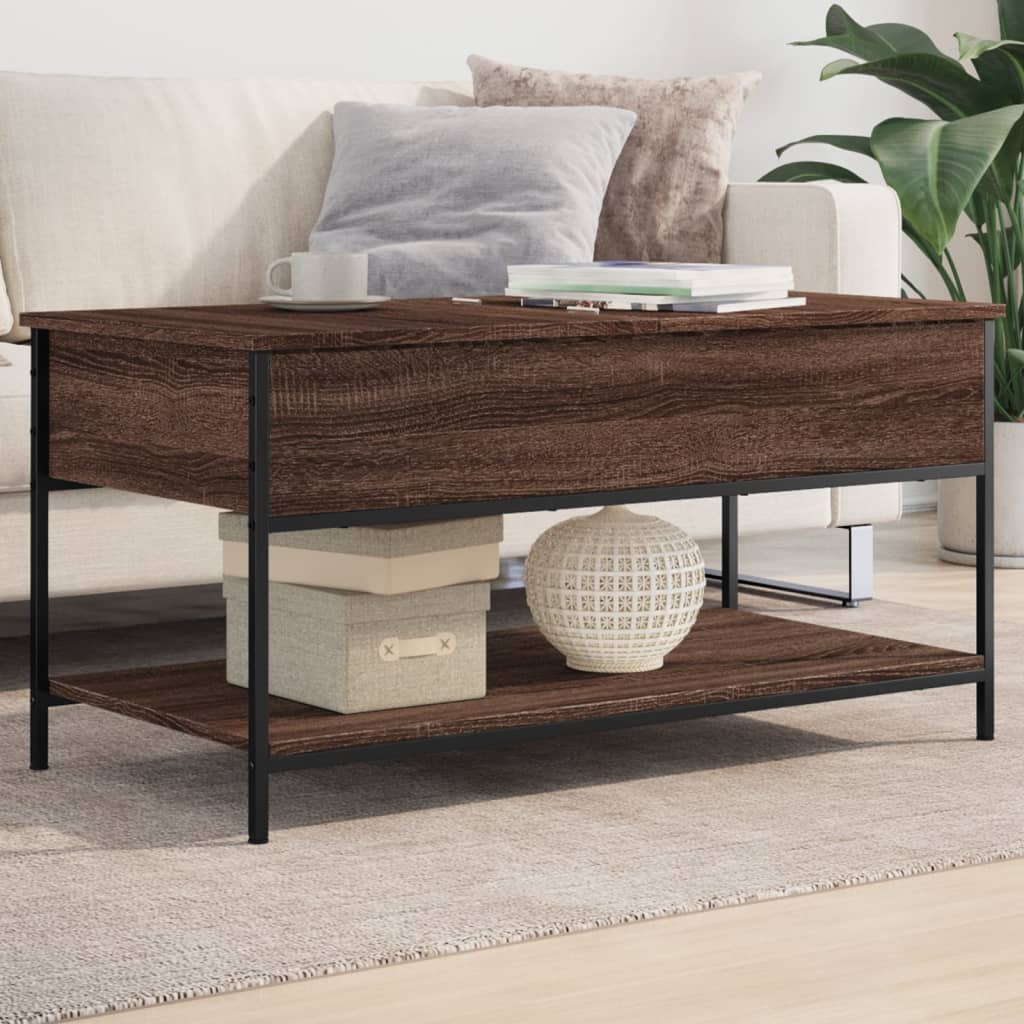 vidaXL Konferenčný stolík hnedý dub 100x50x50 cm kompozit. drevo a kov