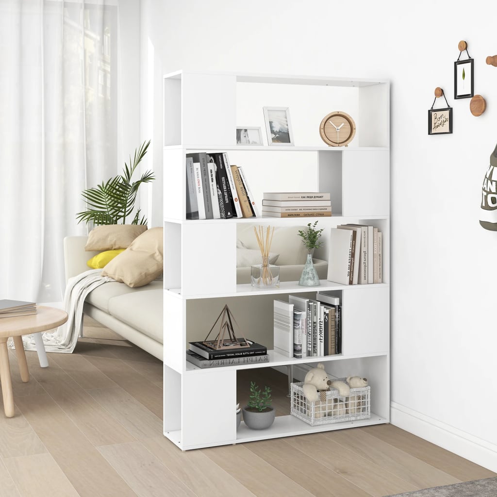 vidaXL Knižnica deliaca stena biela 100x24x155 cm drevotrieska