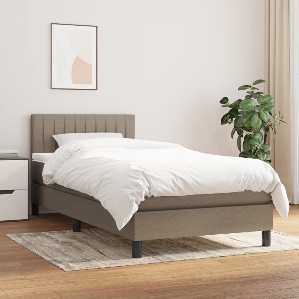 vidaXL Posteľný rám boxsping s matracom sivohnedý 90x200 cm látka