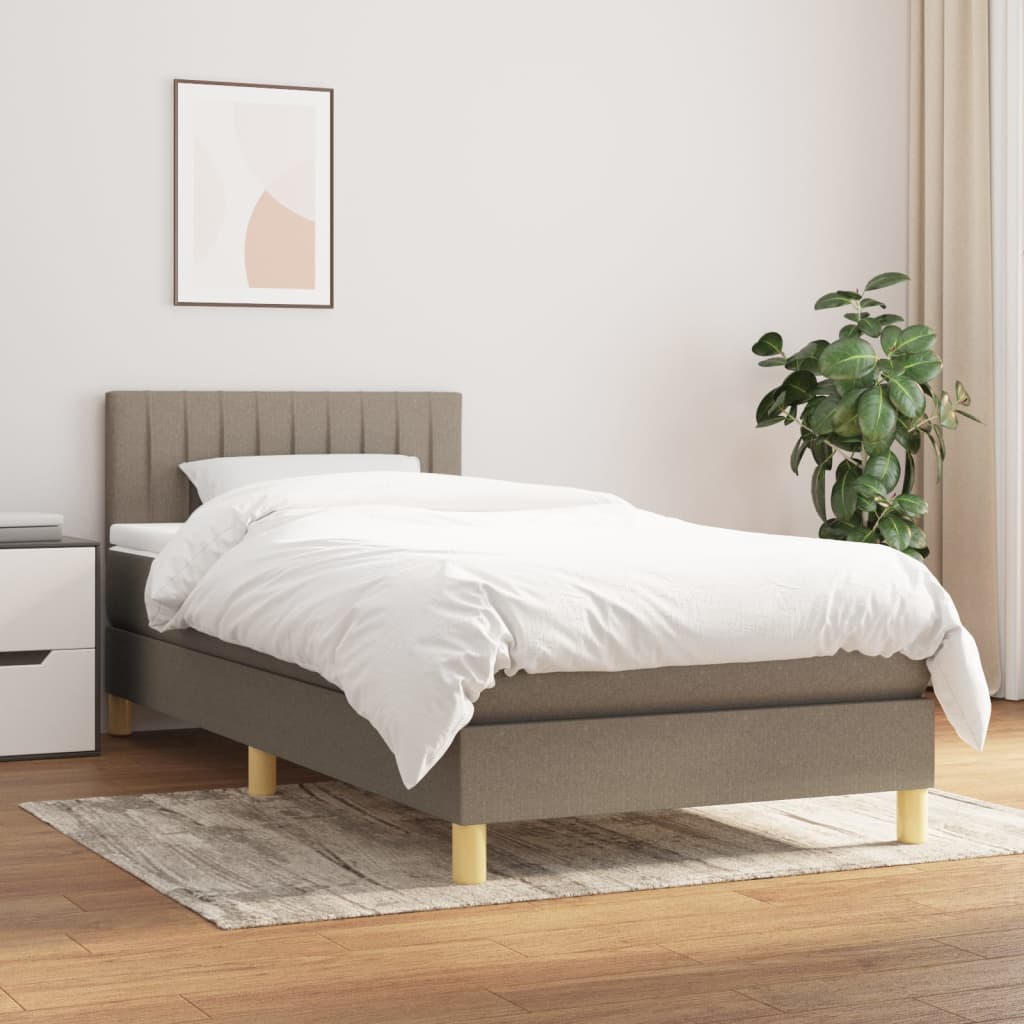 vidaXL Posteľný rám boxsping s matracom sivohnedý 90x200 cm látka