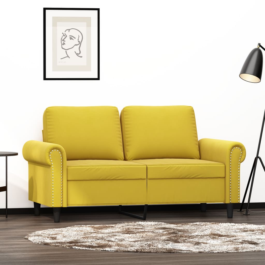 vidaXL 2-miestna pohovka žltá 120 cm zamat
