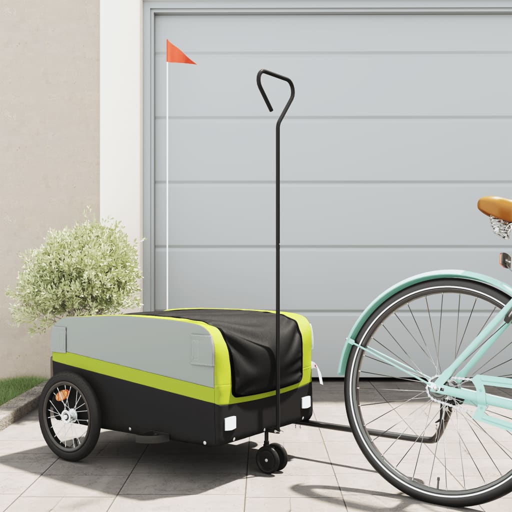 vidaXL Vozík za bicykel, čierno zelený 45 kg, železo