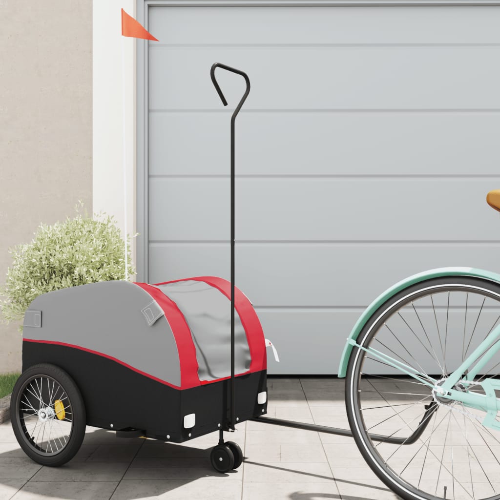 vidaXL Vozík za bicykel, čierno červený 30 kg, železo