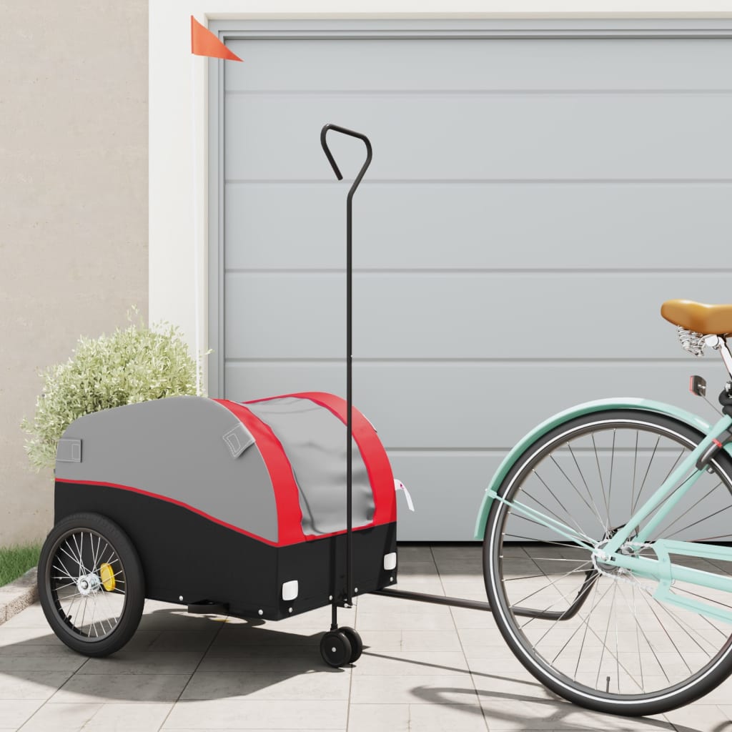 vidaXL Vozík za bicykel, čierno červený 45 kg, železo