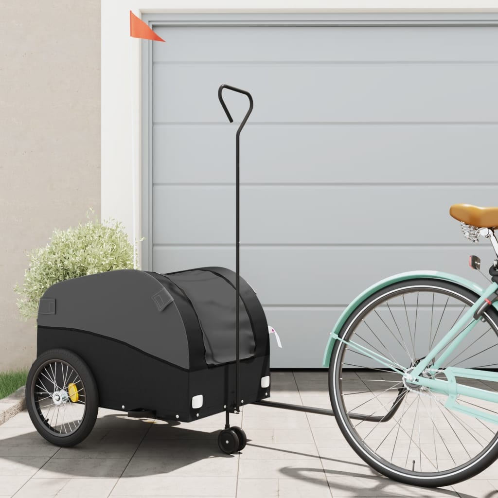 vidaXL Vozík za bicykel, čierny 45 kg, železo