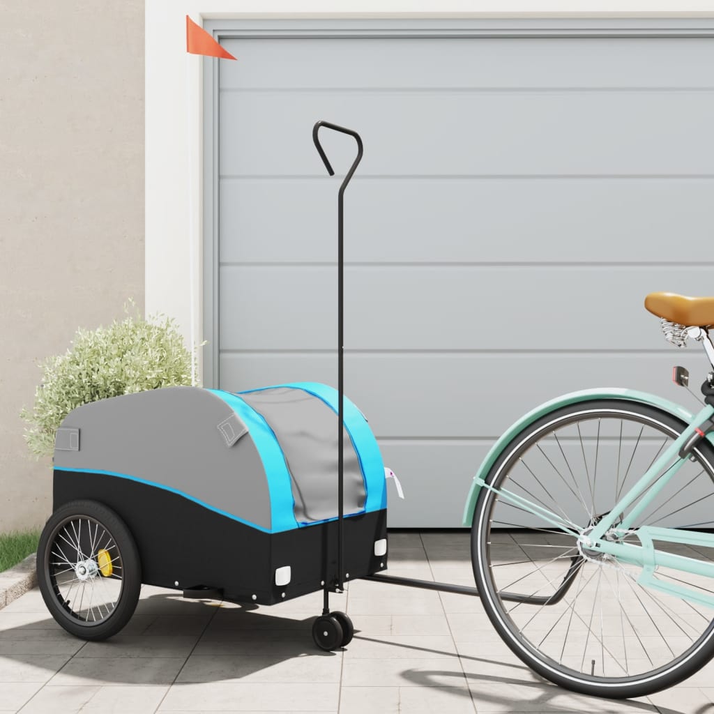 vidaXL Vozík za bicykel, čierno modrý 45 kg, železo