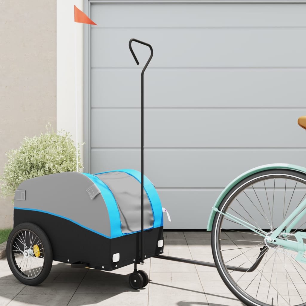 vidaXL Vozík za bicykel, čierno modrý 30 kg, železo
