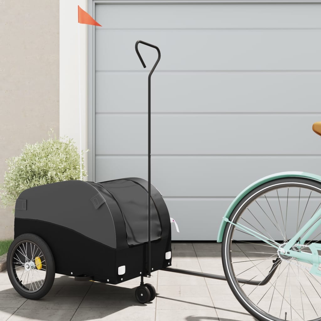 vidaXL Vozík za bicykel, čierny 30 kg, železo