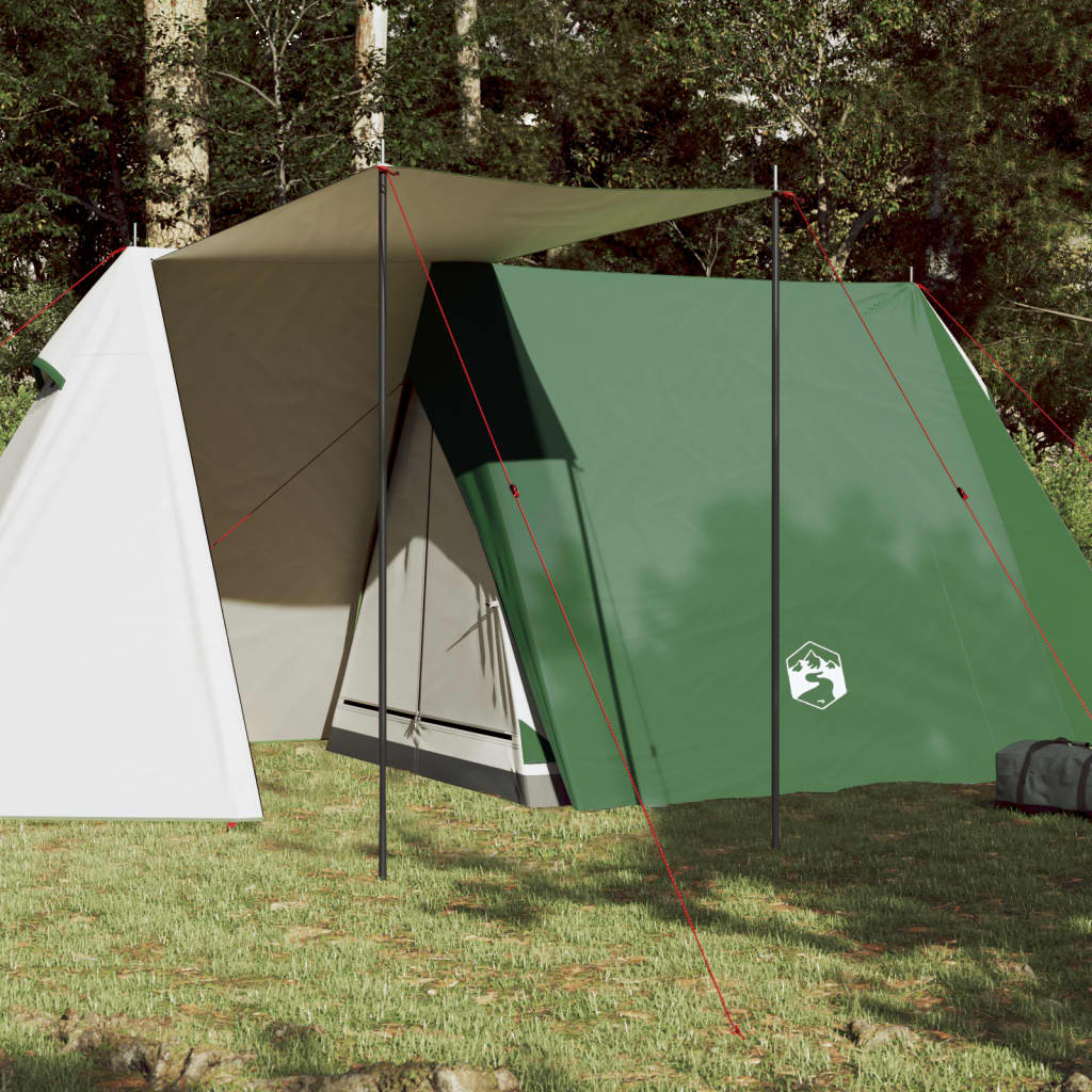 vidaXL Kempingový stan pre 3 osoby zelený 465x220x170 cm 185T taft