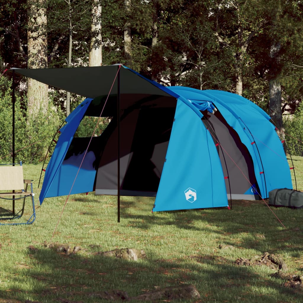 vidaXL Kempingový stan pre 4 osoby modrý 420x260x153 cm 185T taft