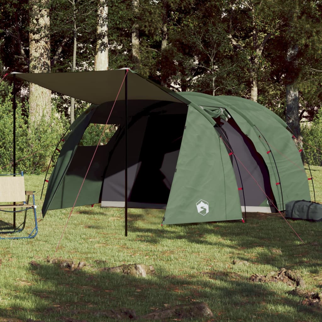 vidaXL Kempingový stan pre 4 osoby zelený 420x260x153 cm 185T taft
