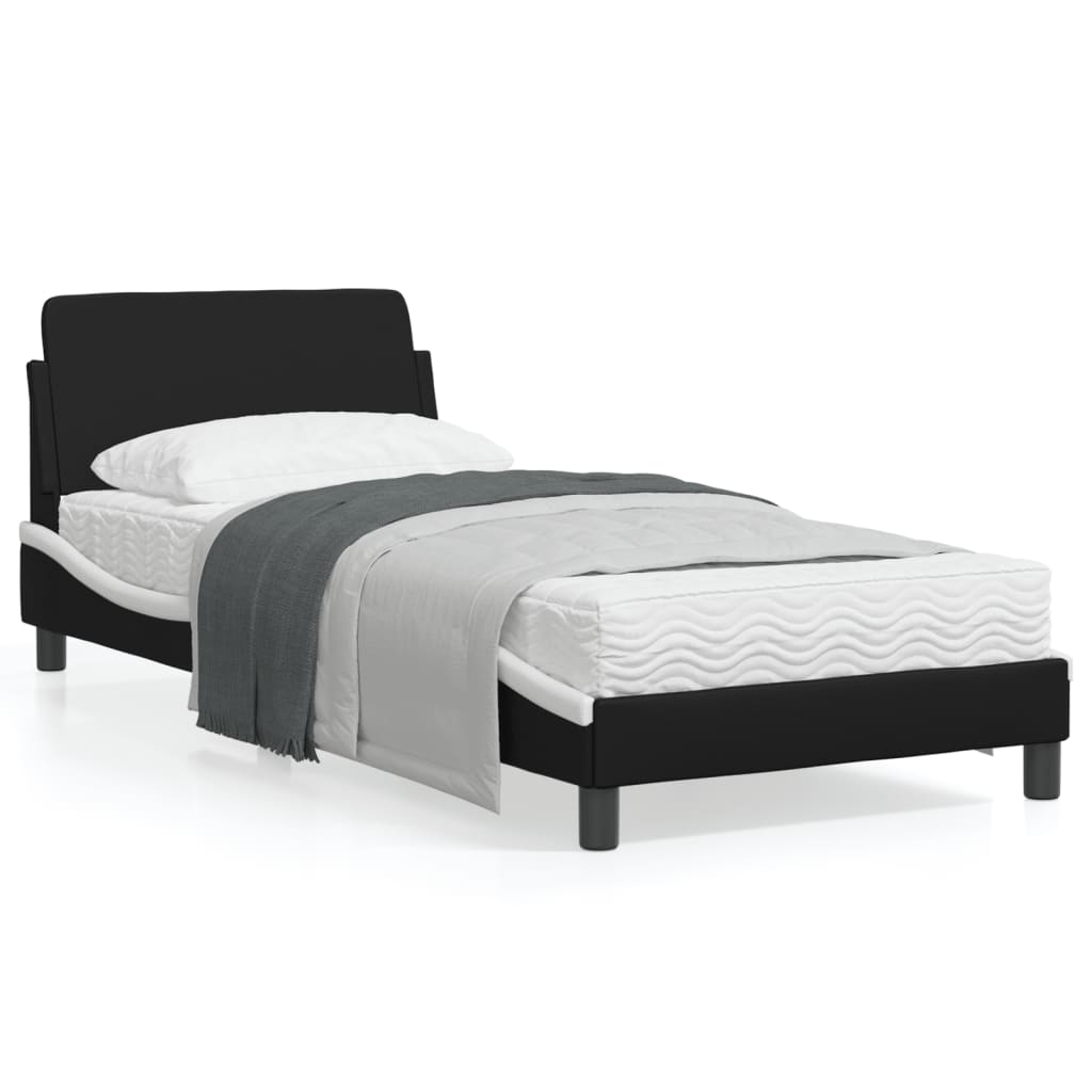 vidaXL Posteľný rám s čelom čierno-biely 80x200 cm umelá koža
