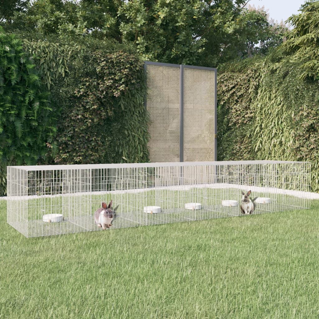 vidaXL 6-panelová klietka pre králiky 327x79x54 cm pozinkované železo