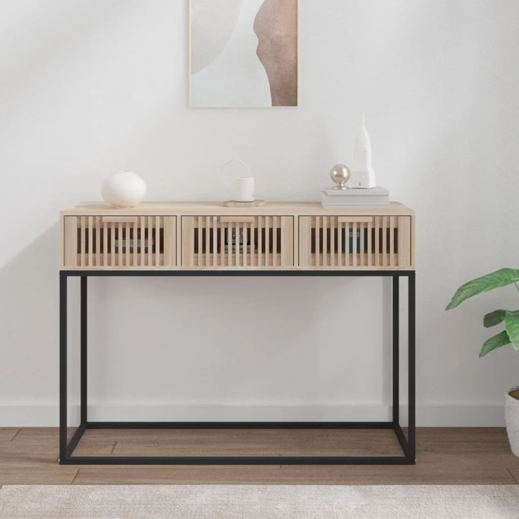 vidaXL Konzolový stolík 105x30x75 cm spracované drevo a železo
