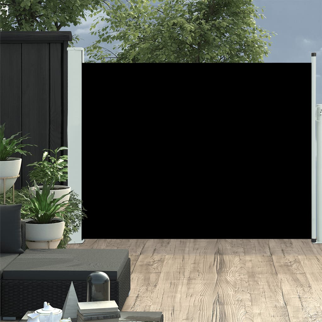 vidaXL Zaťahovacia bočná markíza na terasu 140x500 cm, čierna