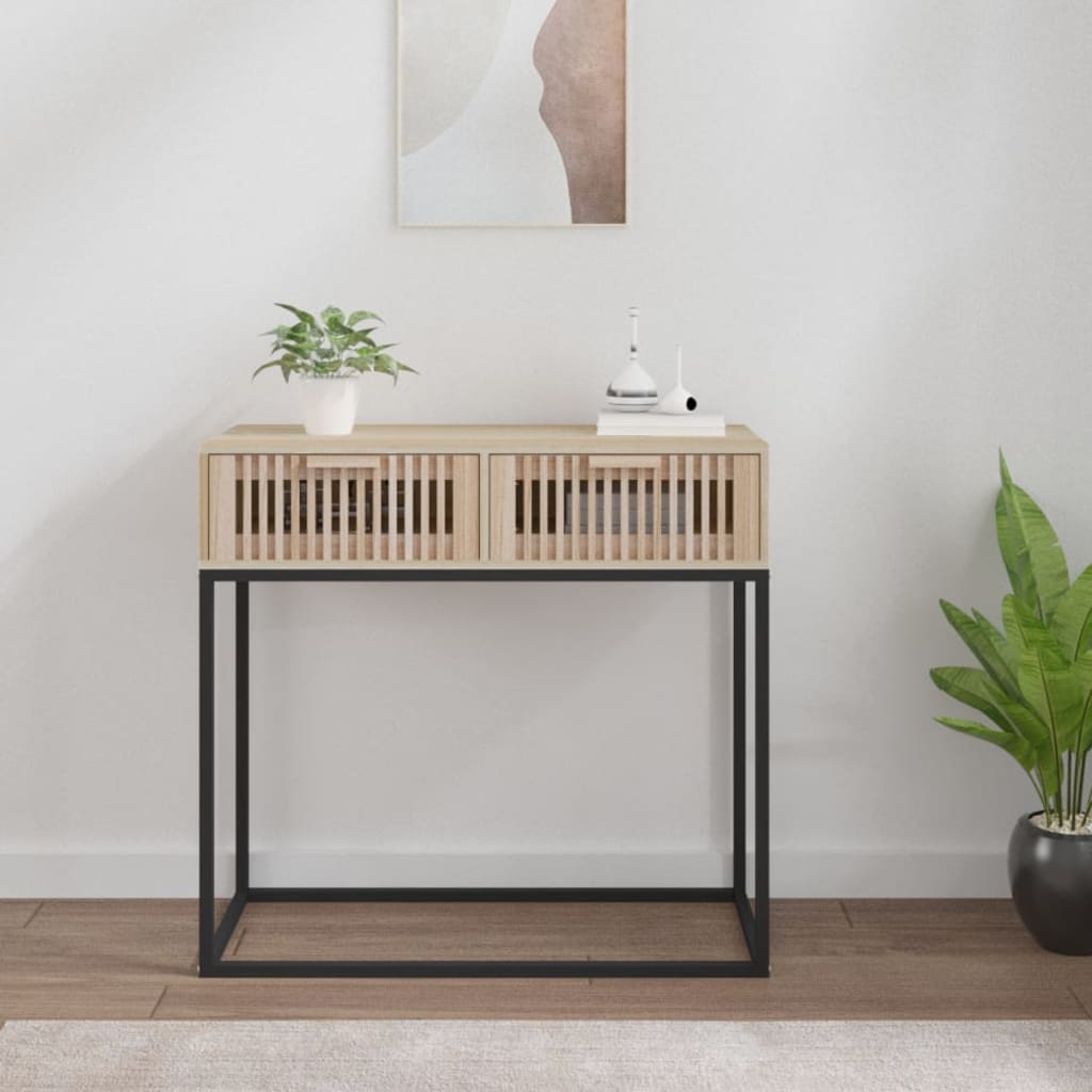 vidaXL Konzolový stolík 80x30x75 cm spracované drevo a železo