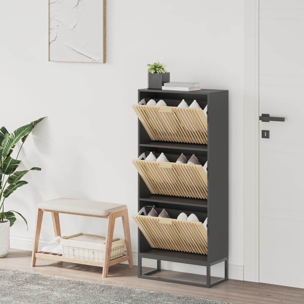 vidaXL Botník čierny 52x25x120 cm kompozitné drevo