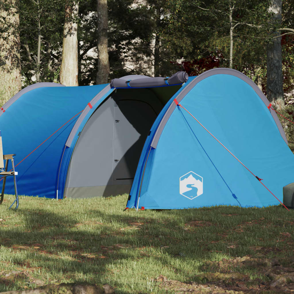 vidaXL Kempingový stan 4 osoby modrý 405x170x106 cm 185T taft