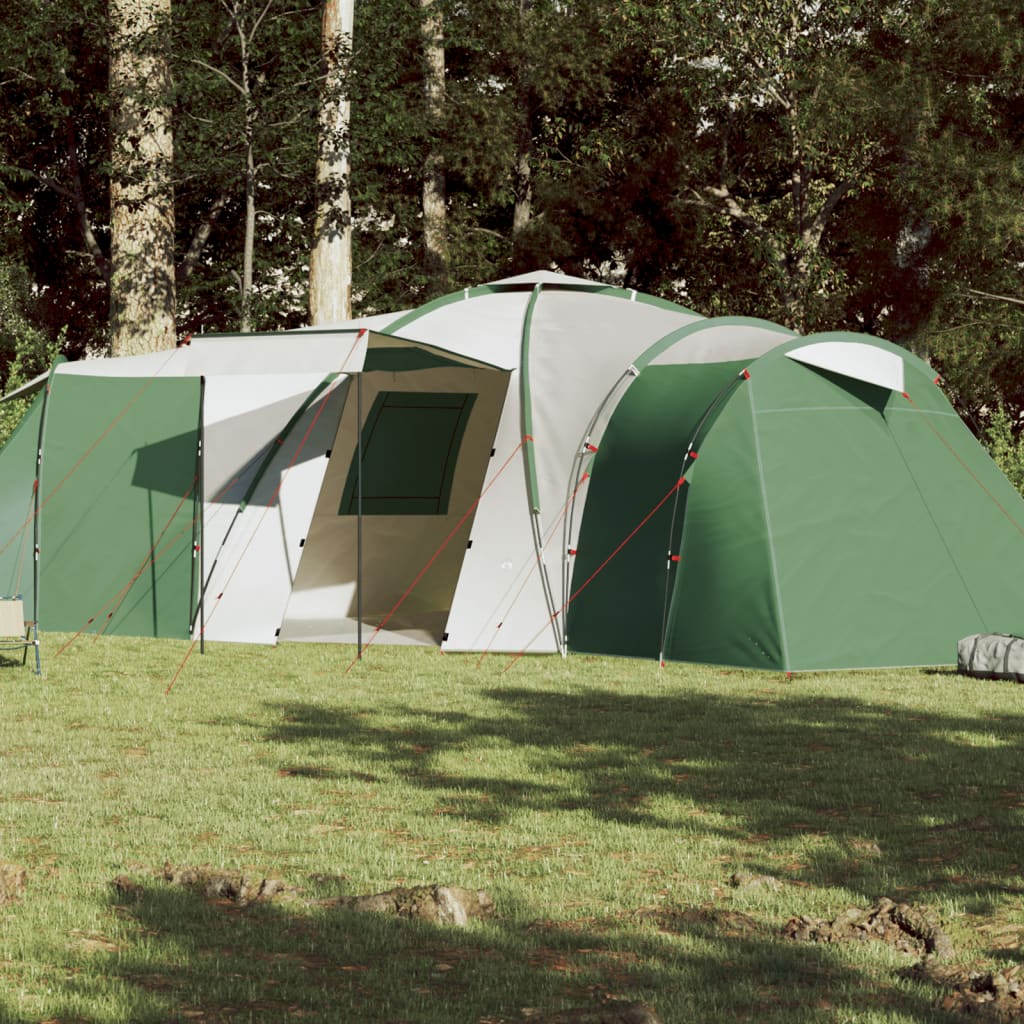 vidaXL Kempingový stan 12 osôb zelený 840x720x200 cm 185T taft