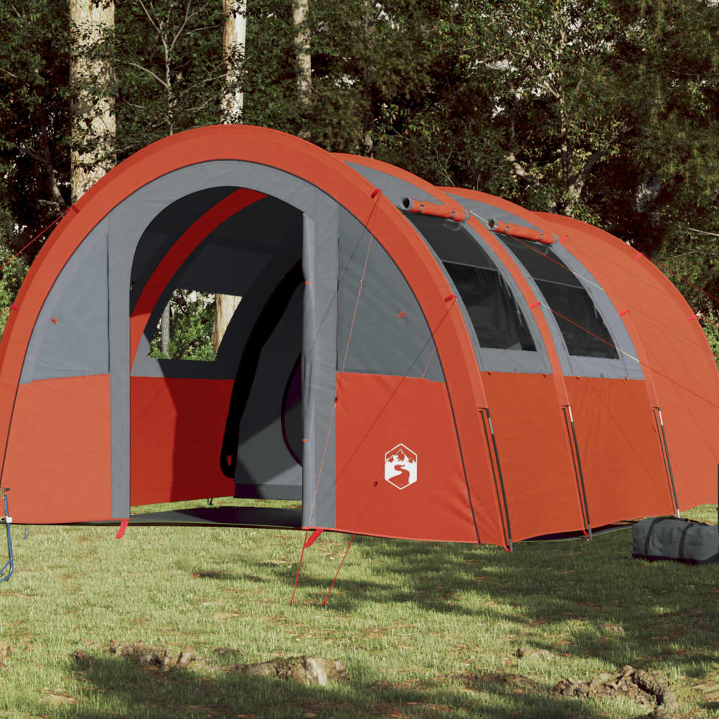 vidaXL Kempingový stan 4 osoby sivo-oranžový 483x340x193 cm 185T taft
