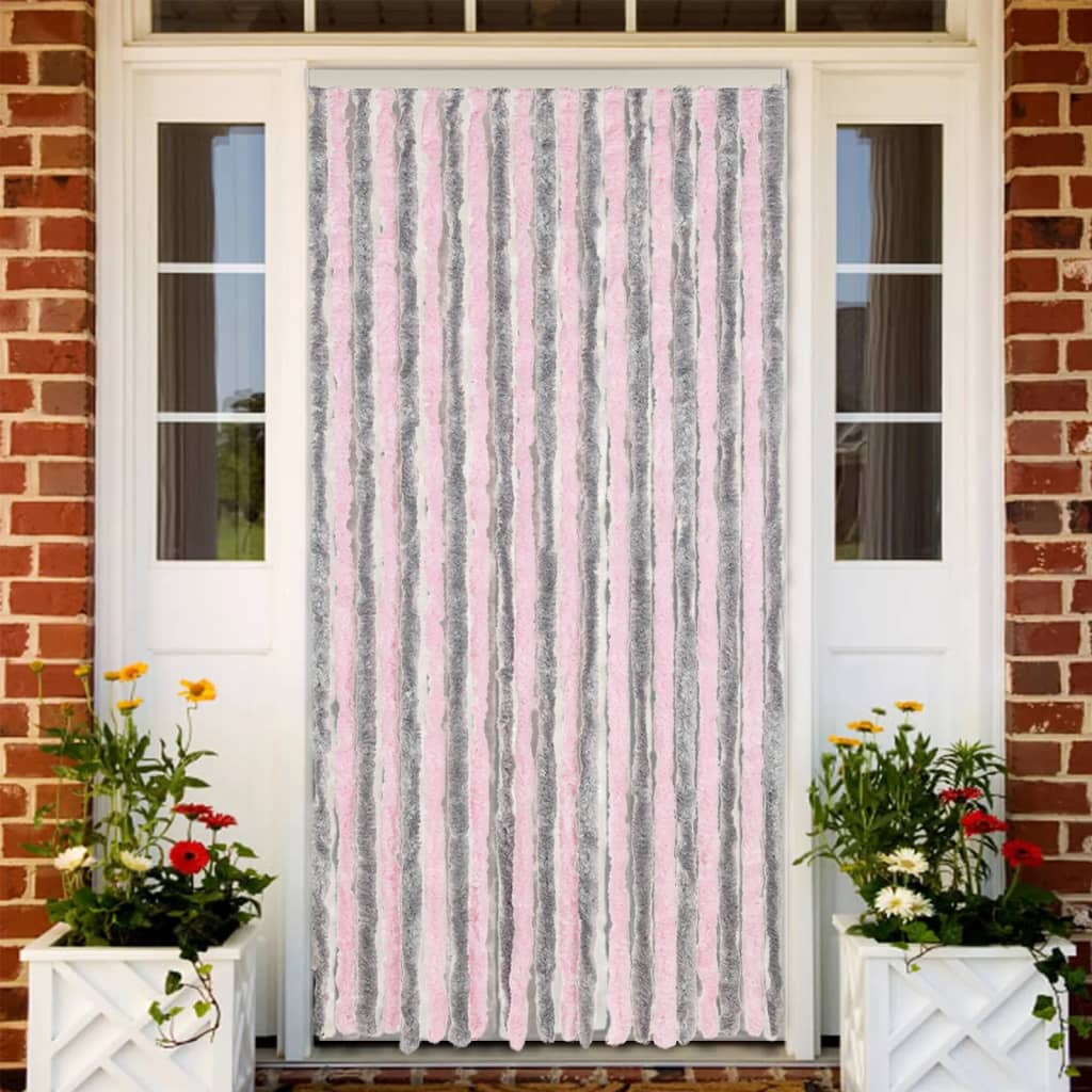 vidaXL Záves proti hmyzu, strieborno sivo ružový 100x220 cm, ženilka