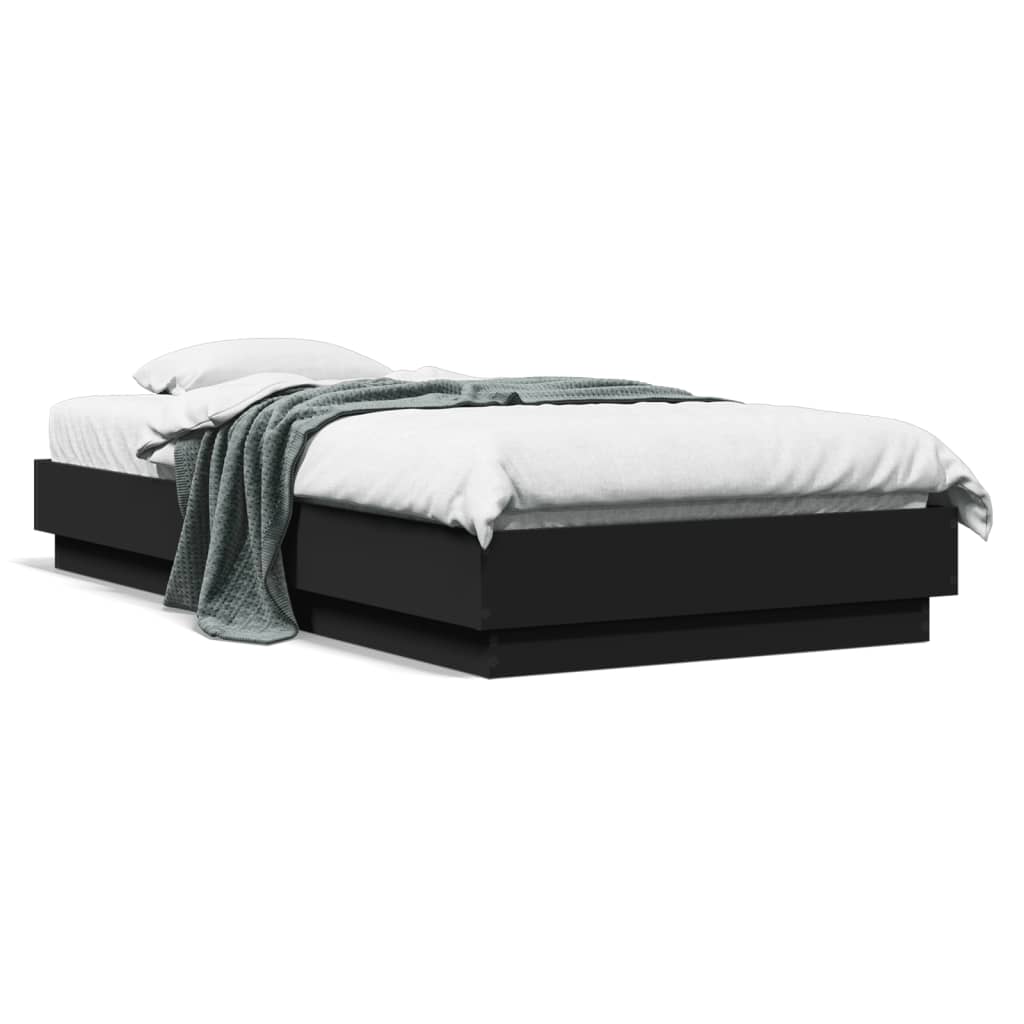 vidaXL Posteľný rám s LED svetlami čierny 75x190 cm