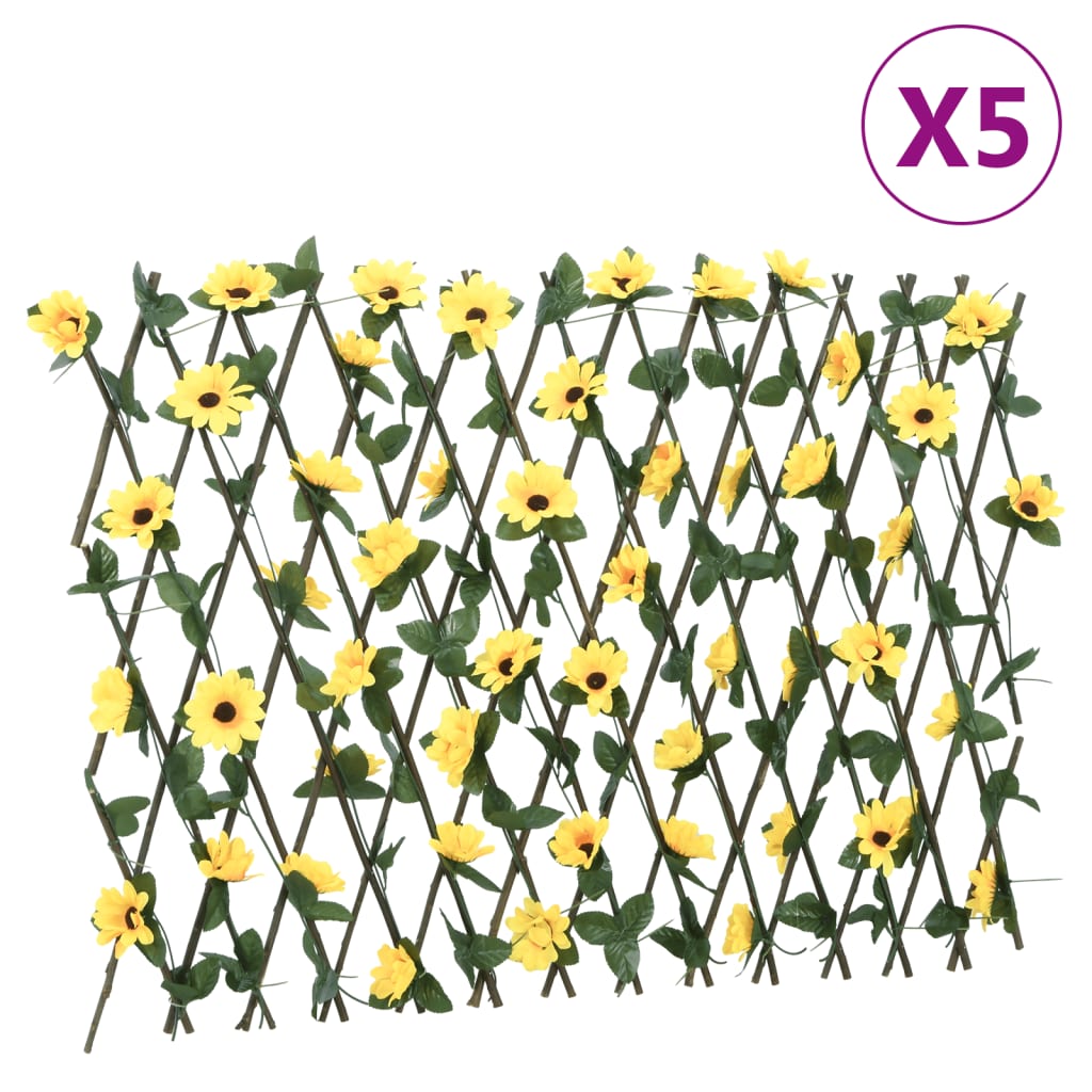vidaXL Rozťahovacia mriežka s umelým brečtanom 5 ks žltá 180x60 cm