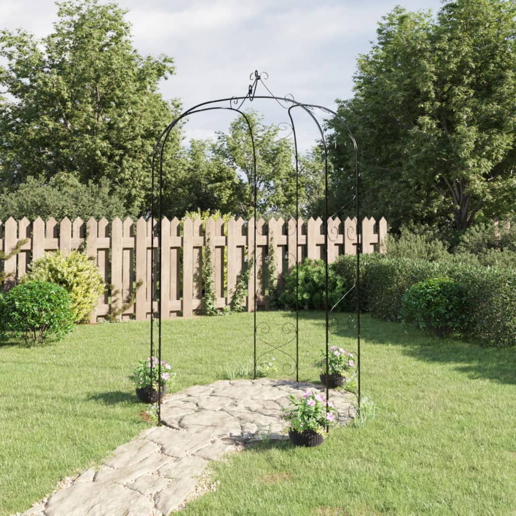vidaXL Záhradné oblúky 2 ks čierne Ø180x255 cm oceľ