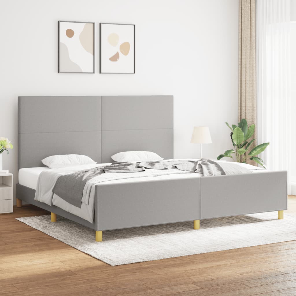 vidaXL Posteľný rám s čelom bledosivý 200x200 cm látka