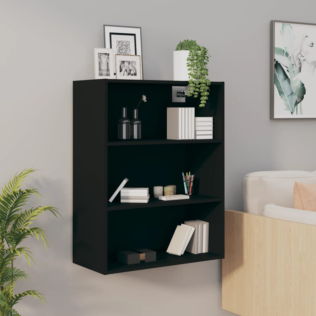 vidaXL Závesná nástenná skrinka čierna 69,5x32,5x90 cm