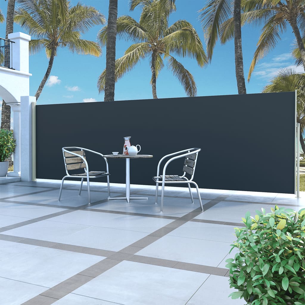 vidaXL Zaťahovacia bočná markíza čierna 160 x 500 cm
