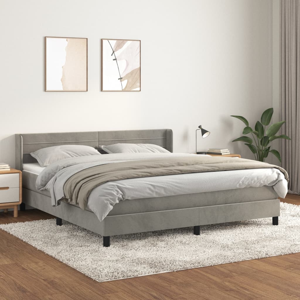 vidaXL Posteľný rám boxsping s matracom bledosivý 180x200 cm zamat