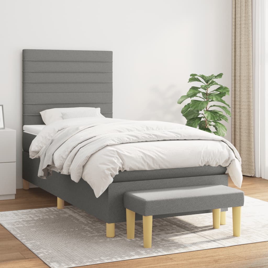 vidaXL Posteľný rám boxsping s matracom tmavosivý 80x200 cm látka