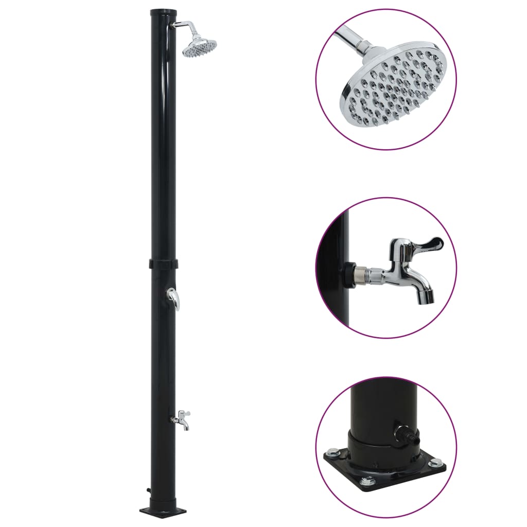 vidaXL Solárna sprcha čierna 220 cm 20 l