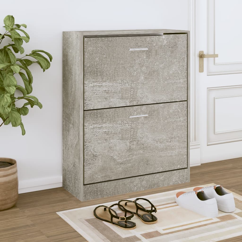 vidaXL Botník betónovo sivý 63x24x81 cm spracované drevo