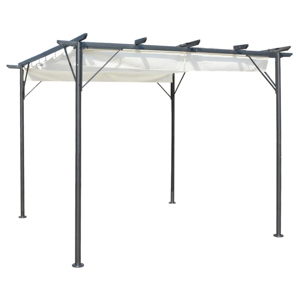 vidaXL Pergola so zaťahovacou strechou krémovo-biela 3x3 m oceľová