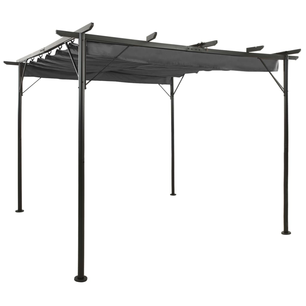 vidaXL Pergola so zaťahovacou strechou antracitová 3x3 m oceľ 180 g/m²