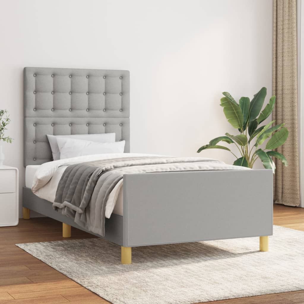 vidaXL Posteľný rám s čelom bledosivý 80x200 cm látka