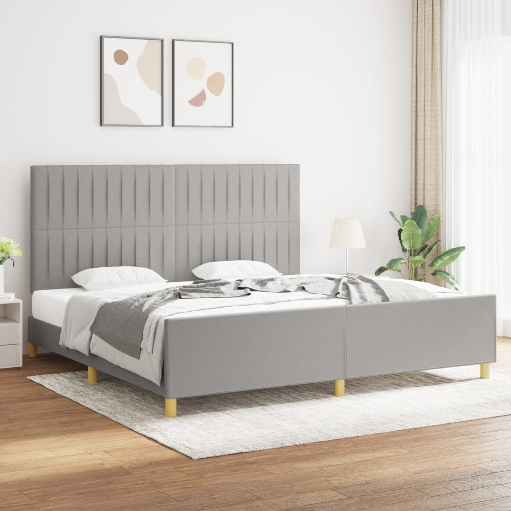 vidaXL Posteľný rám s čelom bledosivý 200x200 cm látka