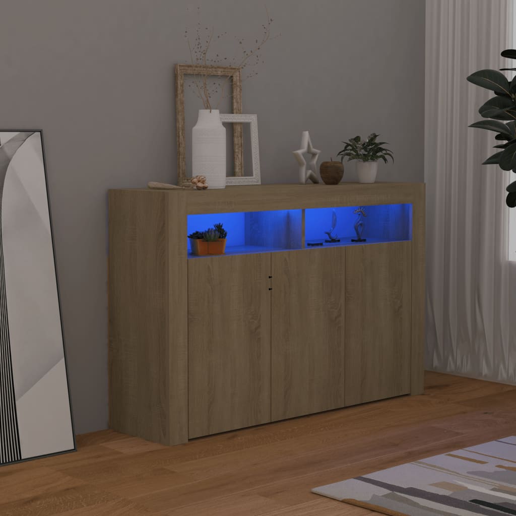vidaXL Komoda s LED svetlami dub sonoma 115,5x30x75 cm